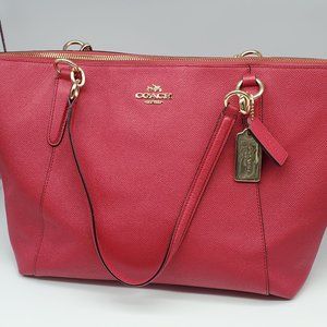 Coach Ava Tote Crossgrain Leather Bright Pink